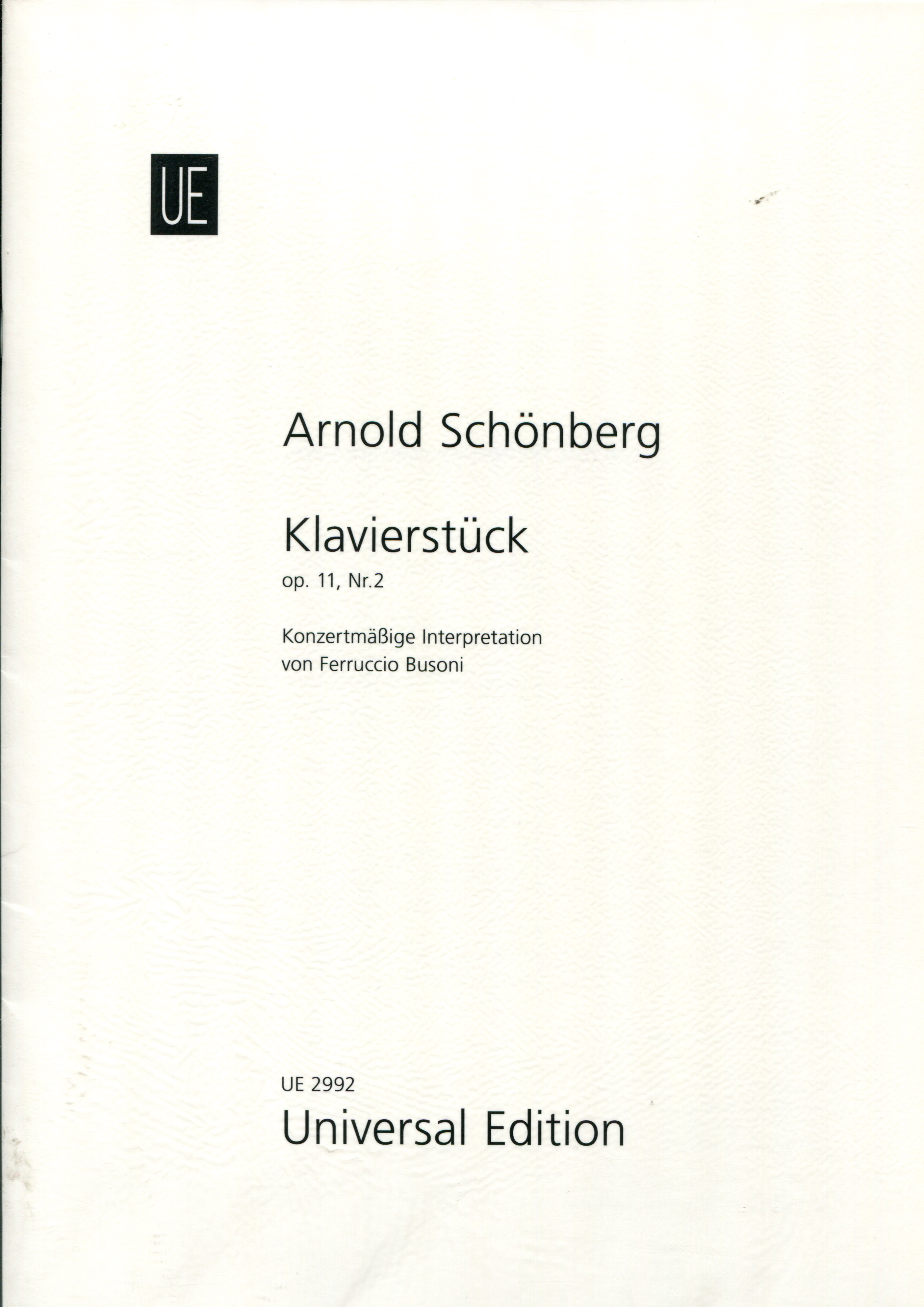 schoenberg 勋伯格：钢琴小品op.11-2  UE 2992