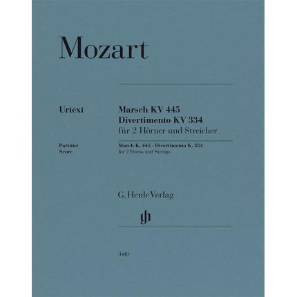 莫扎特 D大调进行曲与嬉游曲 K. 445、K. 334（为两把圆号和弦乐而作）--指挥总谱 HN 3410